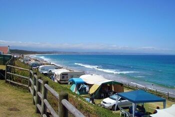 Camping at Hartenbos, a suburb to the north of Mossel Bay, Garden Route, Western Cape